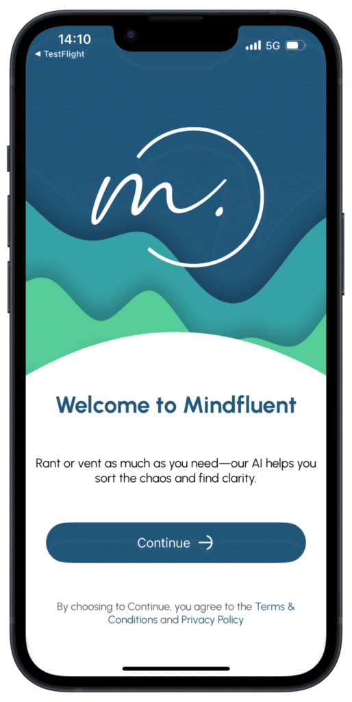 mindfluent onboarding screen AI app for mental clarity - onboarding screen
