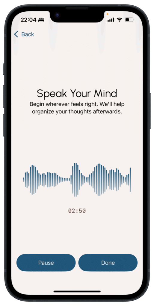 minfluent recording screen AI app for mental clarity - recording screen
